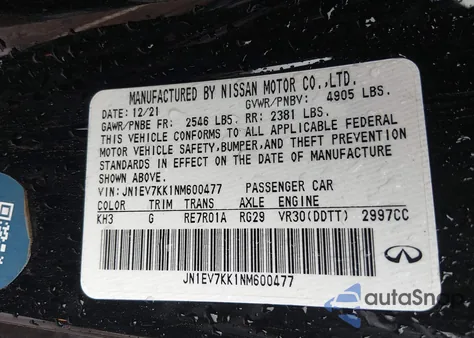 2022 Infiniti Q60 Luxe from USA, damaged, VIN JN1EV7KK1NM600477